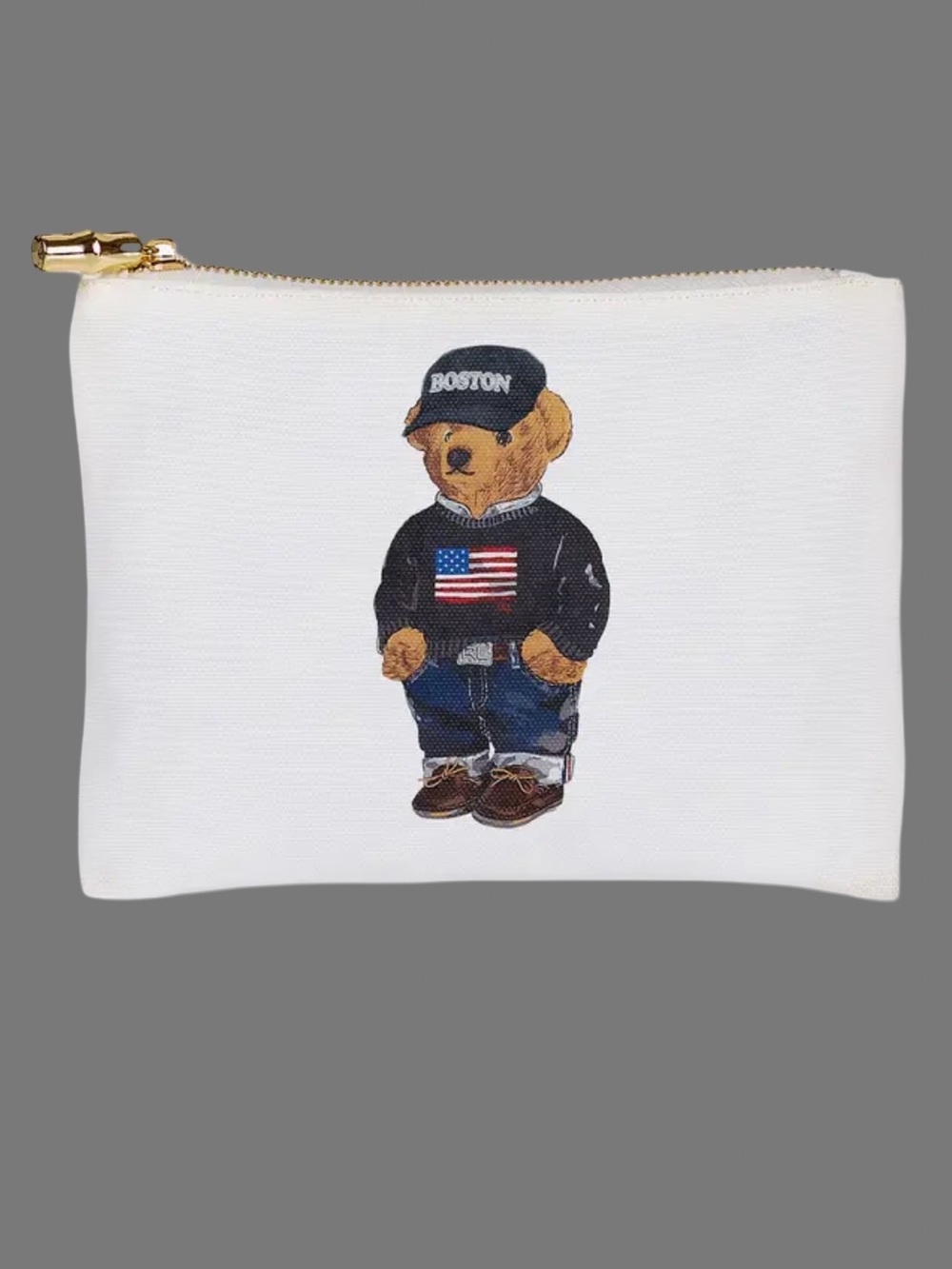 Signature Preppy Teddy Bear Dressed in a Classic Outfit in White Canvas - Picture 2 of 9